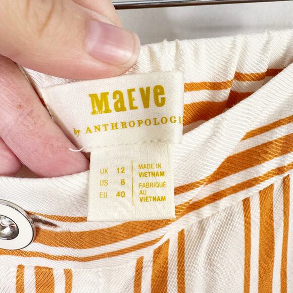 Anthropologie MAEVE Sunshine Wide Leg Satin Striped Pants Yellow White NEW 8 NWT - Picture 10 of 16